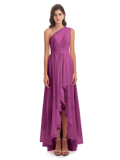 Monserrat One Shoulder High Low Chiffon Bridesmaid Dresses