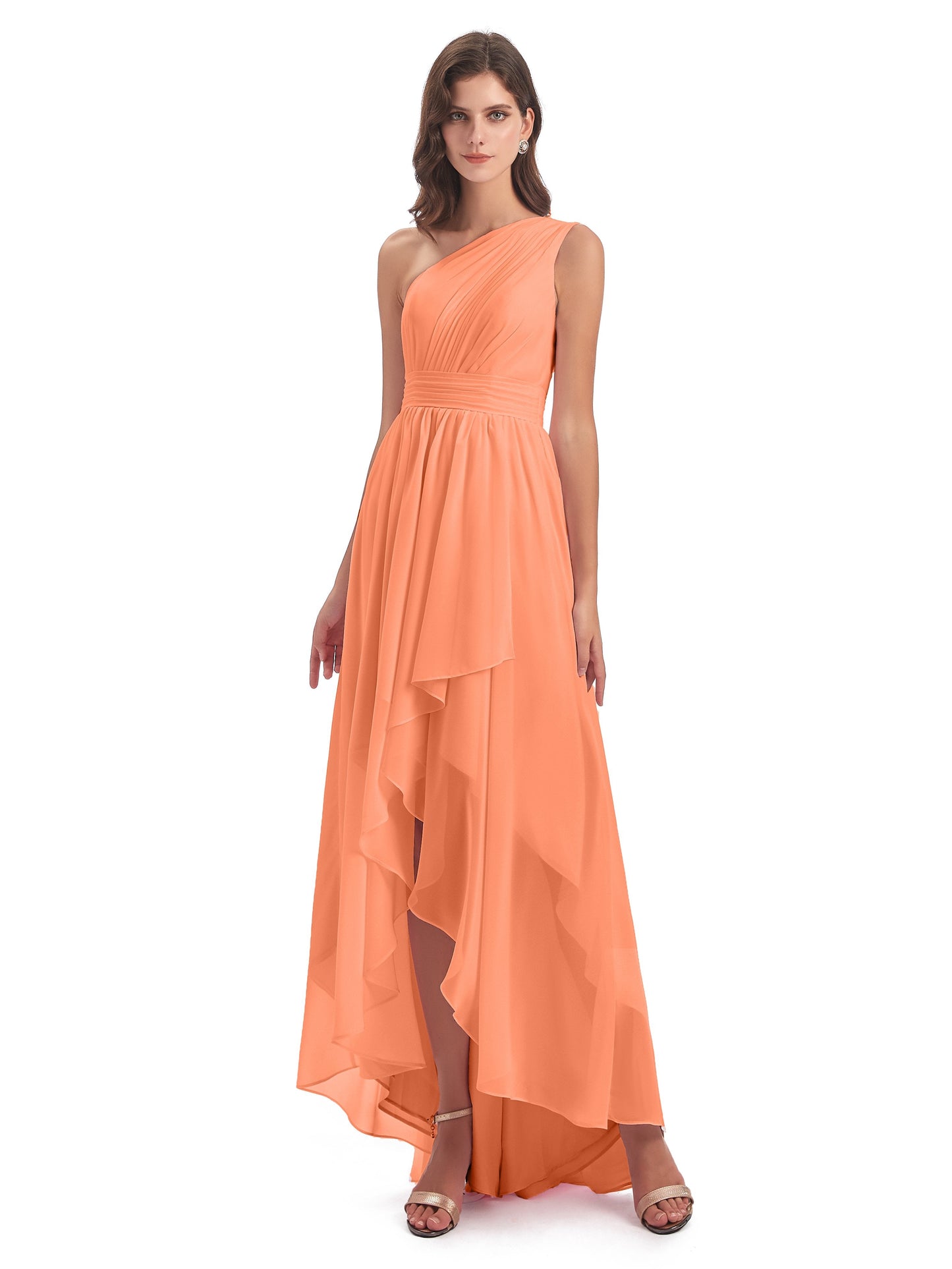 Monserrat One Shoulder High Low Chiffon Bridesmaid Dresses