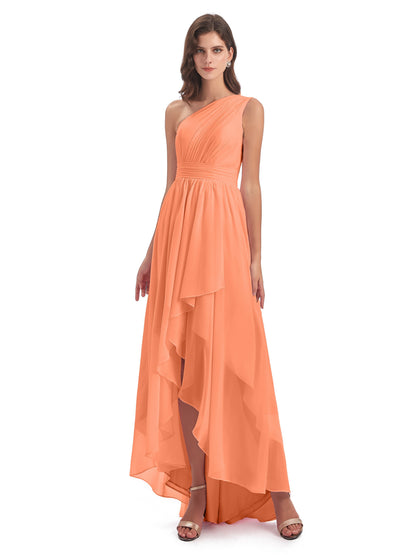 Monserrat One Shoulder High Low Chiffon Bridesmaid Dresses