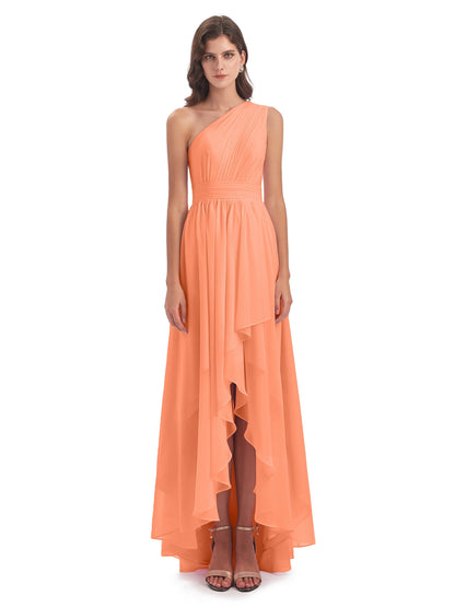 Monserrat One Shoulder High Low Chiffon Bridesmaid Dresses