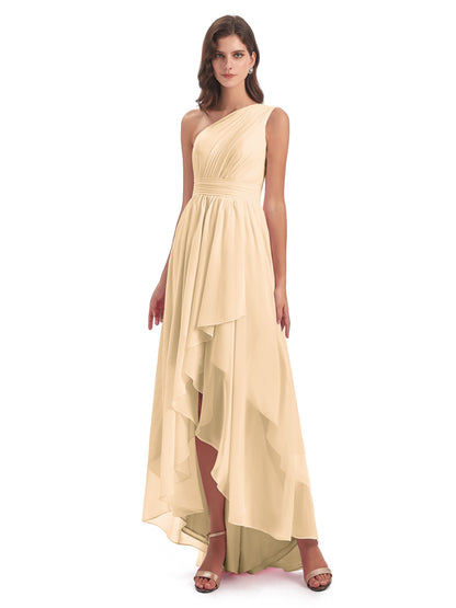 Monserrat One Shoulder High Low Chiffon Bridesmaid Dresses