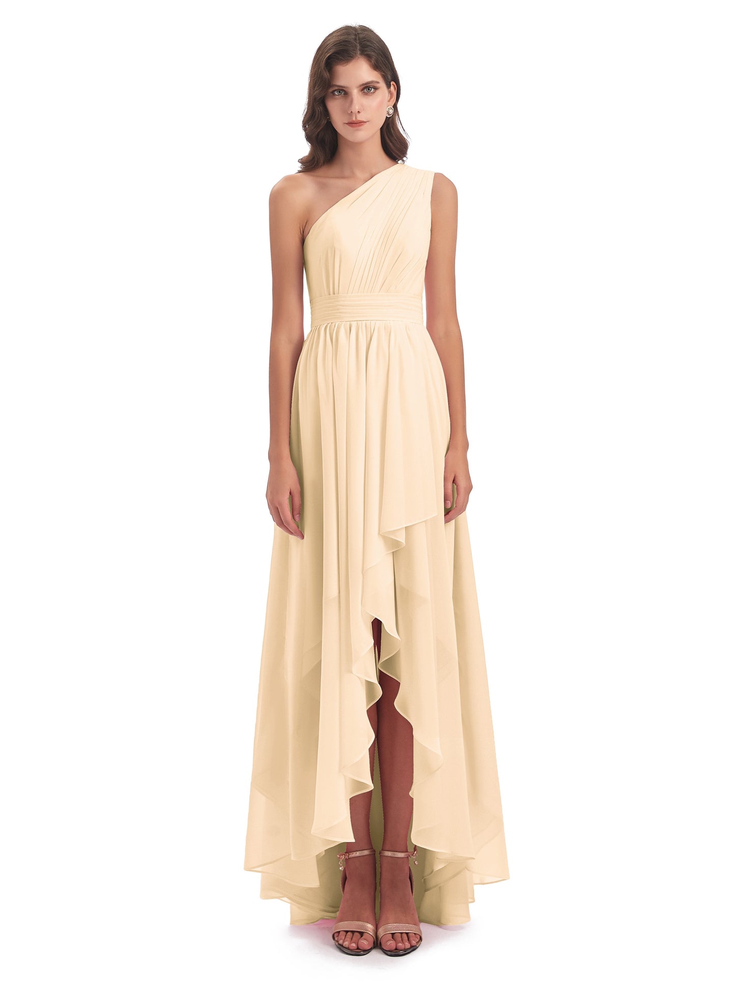Monserrat One Shoulder High Low Chiffon Bridesmaid Dresses
