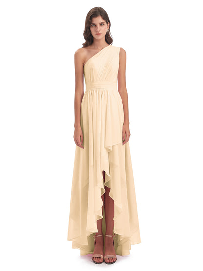 Monserrat One Shoulder High Low Chiffon Bridesmaid Dresses