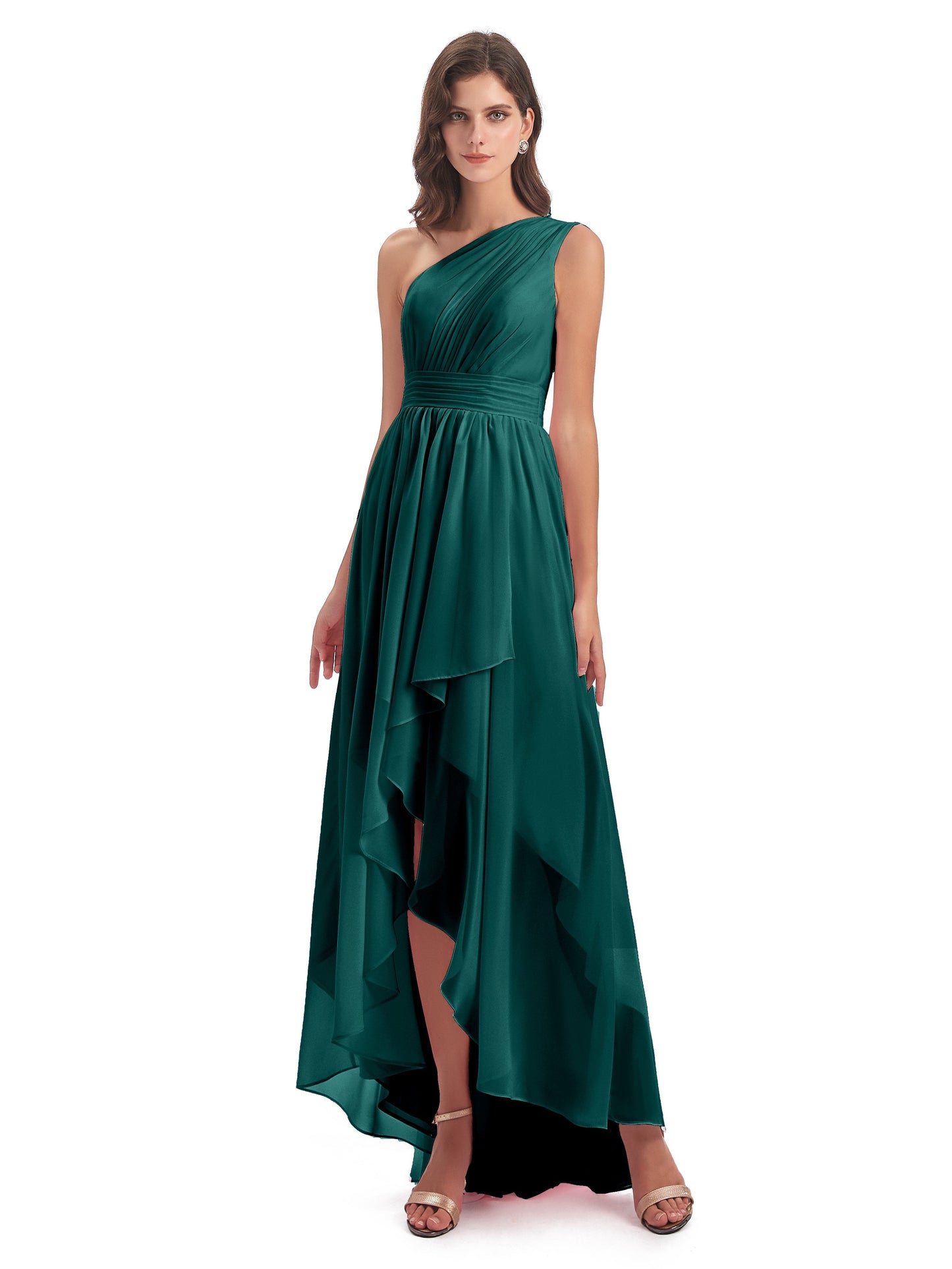Monserrat One Shoulder High Low Chiffon Bridesmaid Dresses