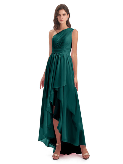 Monserrat One Shoulder High Low Chiffon Bridesmaid Dresses