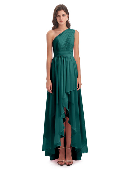Monserrat One Shoulder High Low Chiffon Bridesmaid Dresses