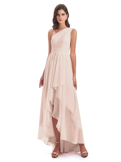 Monserrat One Shoulder High Low Chiffon Bridesmaid Dresses