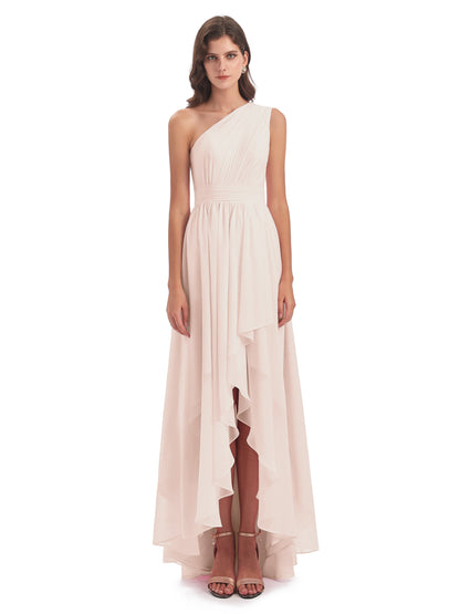 Monserrat One Shoulder High Low Chiffon Bridesmaid Dresses