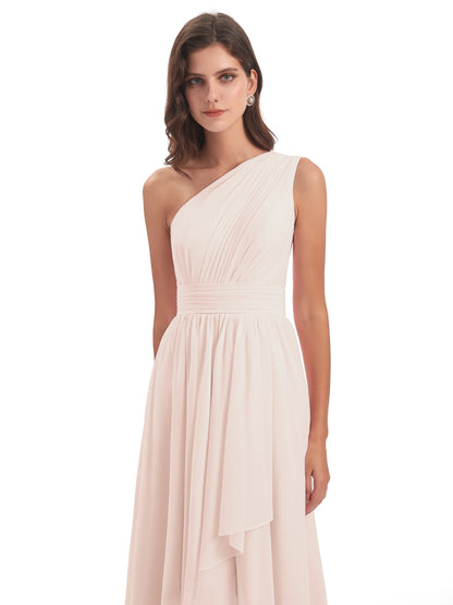 Monserrat One Shoulder High Low Chiffon Bridesmaid Dresses