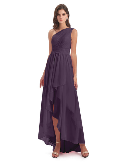 Monserrat One Shoulder High Low Chiffon Bridesmaid Dresses
