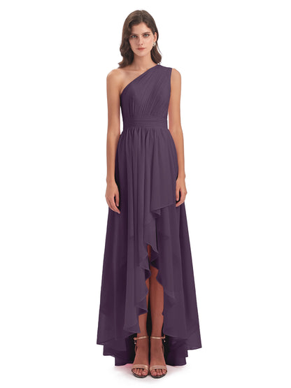 Monserrat One Shoulder High Low Chiffon Bridesmaid Dresses