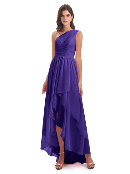 Monserrat One Shoulder High Low Chiffon Bridesmaid Dresses
