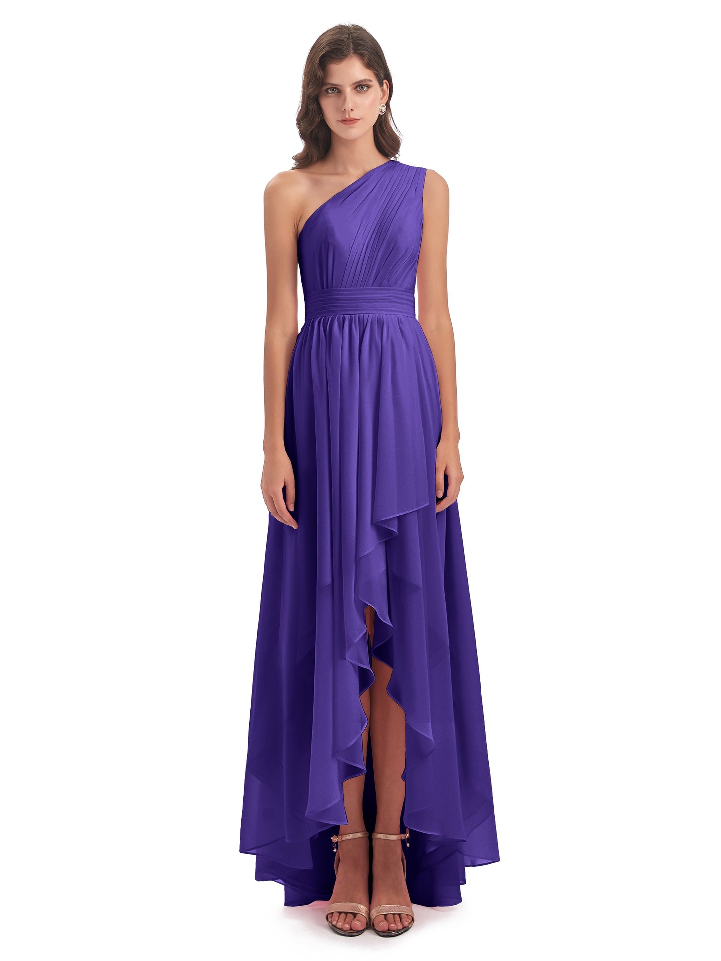 Monserrat One Shoulder High Low Chiffon Bridesmaid Dresses
