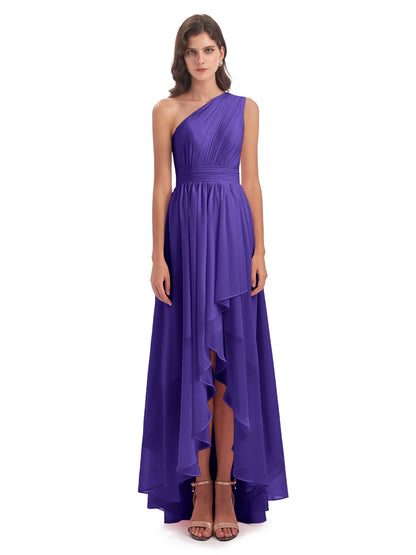 Monserrat One Shoulder High Low Chiffon Bridesmaid Dresses