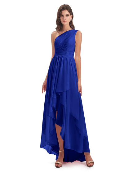 Monserrat One Shoulder High Low Chiffon Bridesmaid Dresses