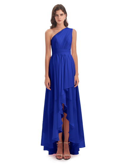 Monserrat One Shoulder High Low Chiffon Bridesmaid Dresses