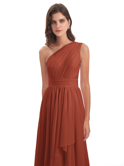 Monserrat One Shoulder High Low Chiffon Bridesmaid Dresses