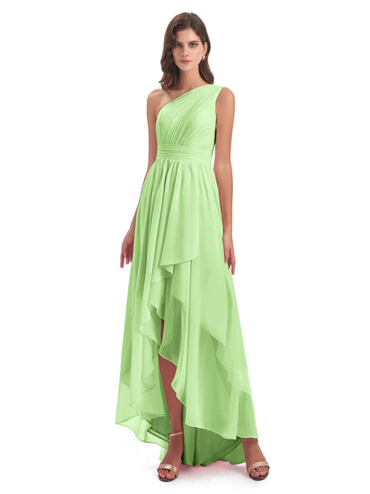 Monserrat One Shoulder High Low Chiffon Bridesmaid Dresses