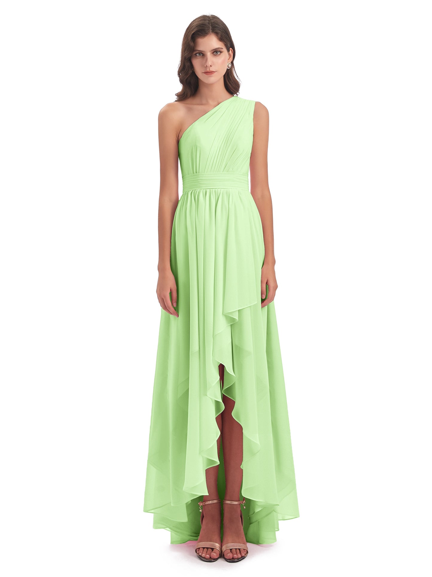 Monserrat One Shoulder High Low Chiffon Bridesmaid Dresses