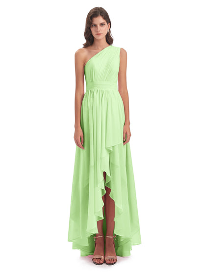 Monserrat One Shoulder High Low Chiffon Bridesmaid Dresses