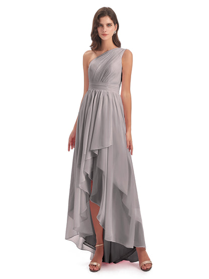 Monserrat One Shoulder High Low Chiffon Bridesmaid Dresses