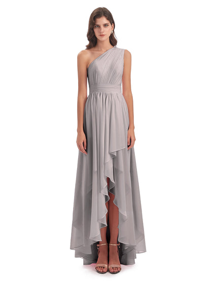 Monserrat One Shoulder High Low Chiffon Bridesmaid Dresses