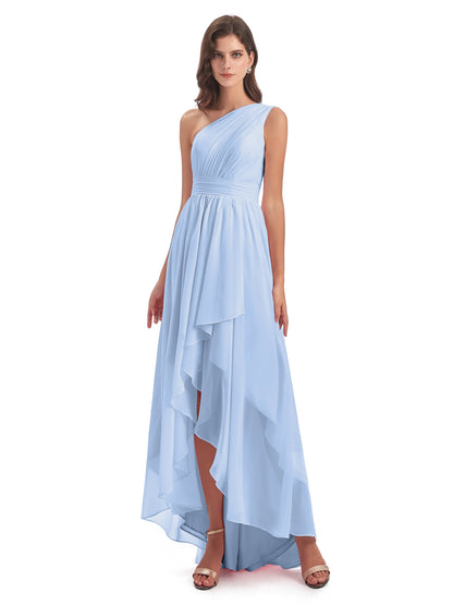 Monserrat One Shoulder High Low Chiffon Bridesmaid Dresses