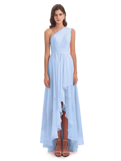 Monserrat One Shoulder High Low Chiffon Bridesmaid Dresses