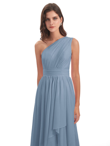 Monserrat One Shoulder High Low Chiffon Bridesmaid Dresses