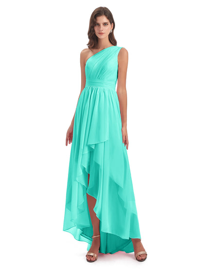 Monserrat One Shoulder High Low Chiffon Bridesmaid Dresses