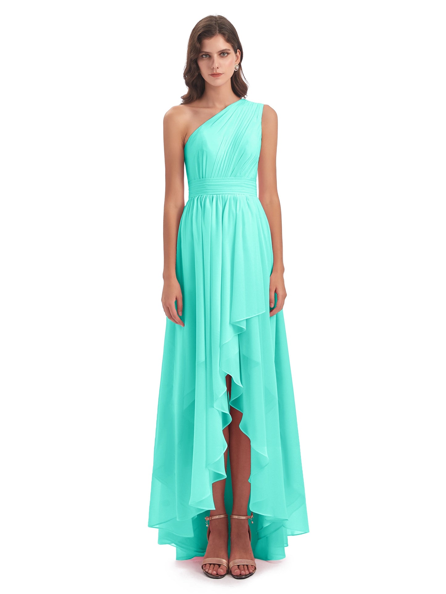Monserrat One Shoulder High Low Chiffon Bridesmaid Dresses