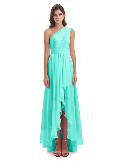 Monserrat One Shoulder High Low Chiffon Bridesmaid Dresses