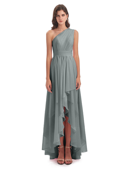 Monserrat One Shoulder High Low Chiffon Bridesmaid Dresses