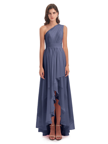 Monserrat One Shoulder High Low Chiffon Bridesmaid Dresses