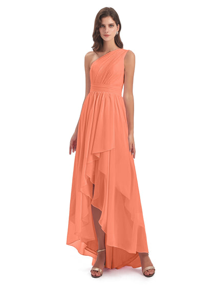 Monserrat One Shoulder High Low Chiffon Bridesmaid Dresses