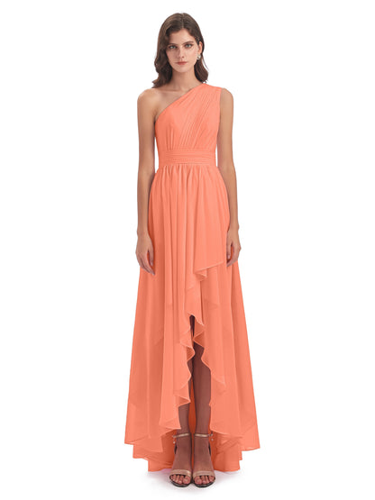 Monserrat One Shoulder High Low Chiffon Bridesmaid Dresses