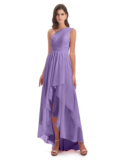Monserrat One Shoulder High Low Chiffon Bridesmaid Dresses