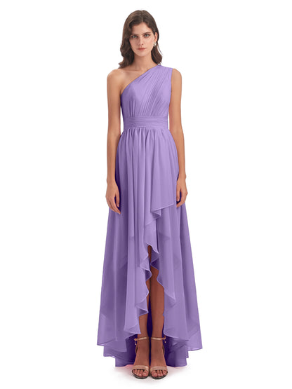 Monserrat One Shoulder High Low Chiffon Bridesmaid Dresses