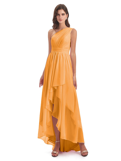 Monserrat One Shoulder High Low Chiffon Bridesmaid Dresses