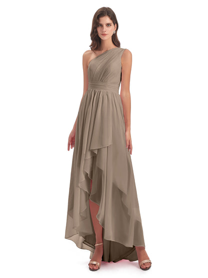 Monserrat One Shoulder High Low Chiffon Bridesmaid Dresses