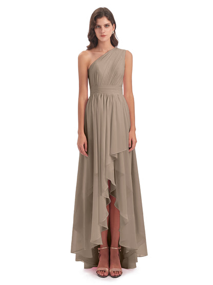 Monserrat One Shoulder High Low Chiffon Bridesmaid Dresses