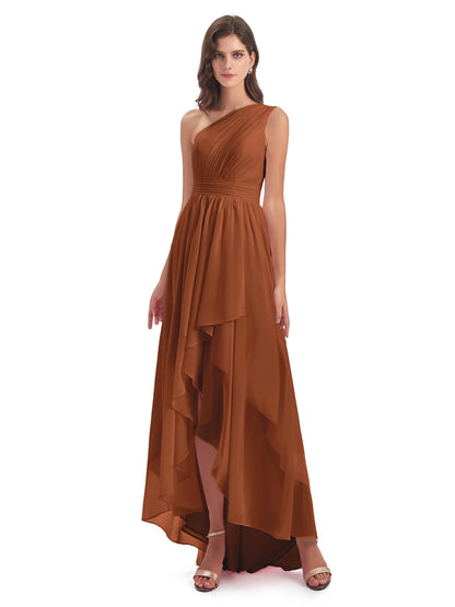 Monserrat One Shoulder High Low Chiffon Bridesmaid Dresses