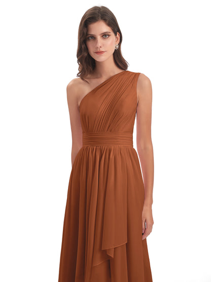 Monserrat One Shoulder High Low Chiffon Bridesmaid Dresses