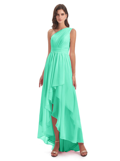 Monserrat One Shoulder High Low Chiffon Bridesmaid Dresses