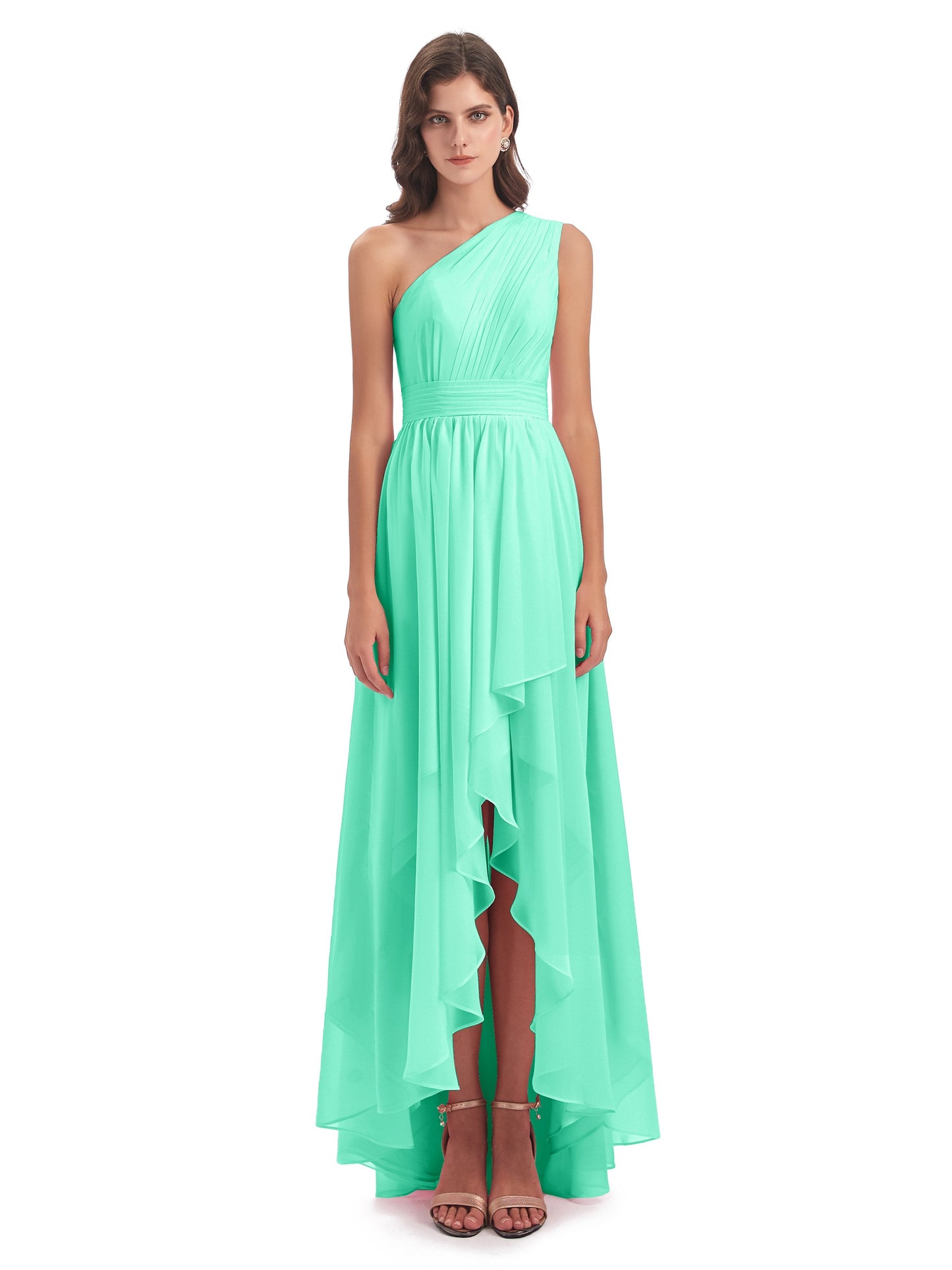 Monserrat One Shoulder High Low Chiffon Bridesmaid Dresses