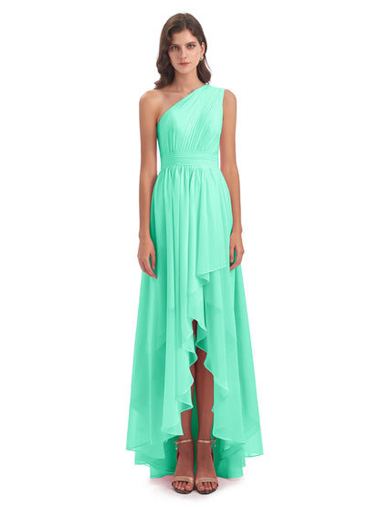 Monserrat One Shoulder High Low Chiffon Bridesmaid Dresses