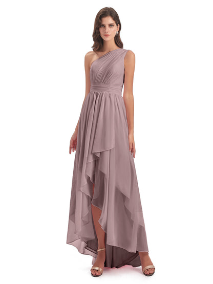 Monserrat One Shoulder High Low Chiffon Bridesmaid Dresses