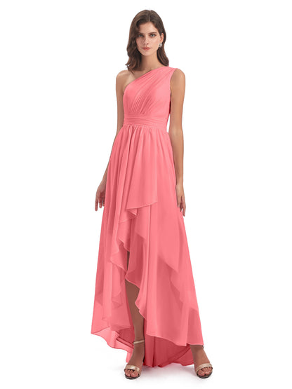 Monserrat One Shoulder High Low Chiffon Bridesmaid Dresses