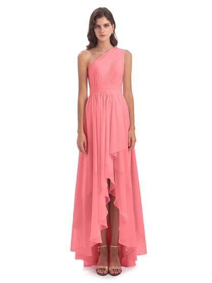 Monserrat One Shoulder High Low Chiffon Bridesmaid Dresses