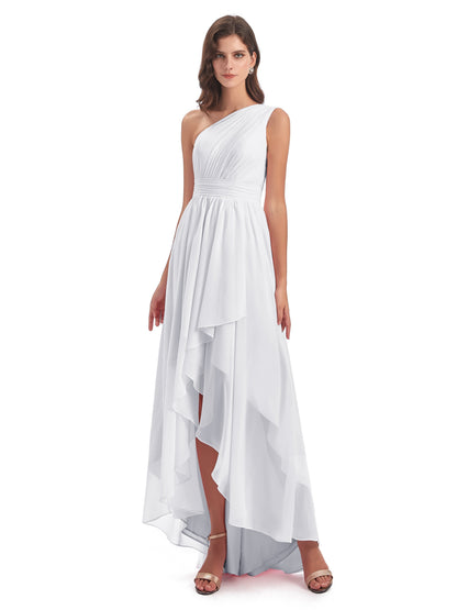 Monserrat One Shoulder High Low Chiffon Bridesmaid Dresses